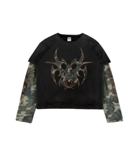 Chew Forever Black Camo Rose Gold Studded Roach Longsleeve 700x793 1