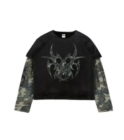 Chew Forever Black Camo Silver Studded Roach Longsleeve 700x793 1