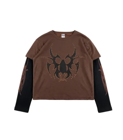 Chew Forever Brown Rose Gold Studded Roach Longsleeve 700x793 1