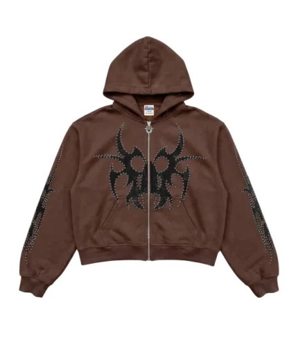 Chew Forever Brown Silver Studded Roach Zip Up 700x793 1