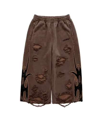 Chew Forever Rose Gold Studded Roach 3 4 Shorts Distress 700x793 1