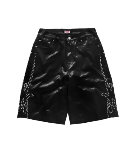 Chew Forever Studded Black Reptilian Shorts 700x793 1